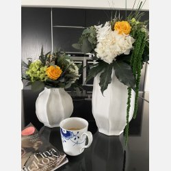 Gul  forrsdrm / stor (Konserveret blomster buket i gul, hvid og grnne farver)