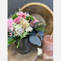 Konserveret blomster buket Rosa farver (stor buket)