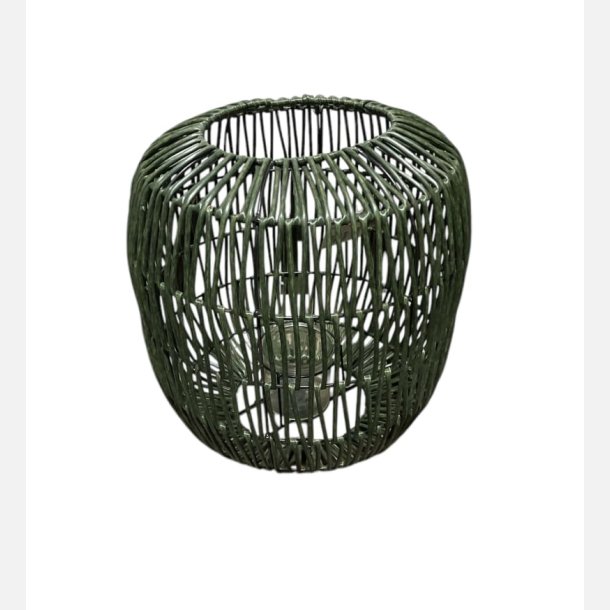 Lanterne i grn rattan 30x30 cm