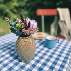 Lille Evighedsbuket med lilla bonderose